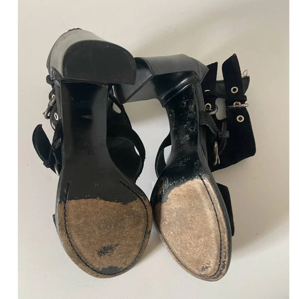 Rag & Bone Black Buckle Up Genoa Suede Gladiator Chunky Sandals • Size 36.5 🔴